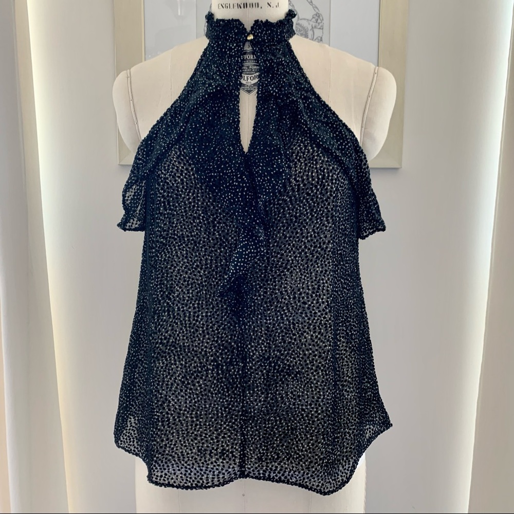 Black Polka Dot Parker Halter Top- Size XS